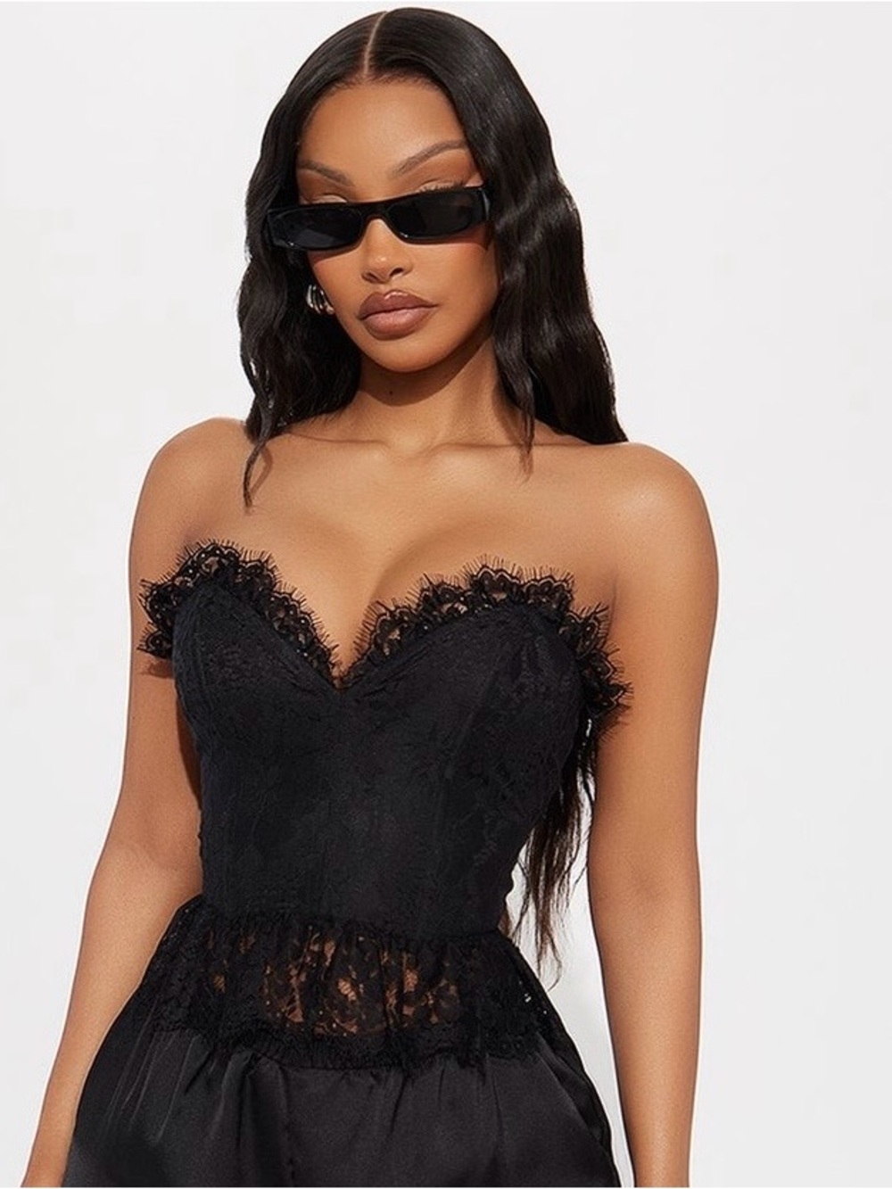 NWT Black Lace Strapless Corset Top - Picture 2 of 2